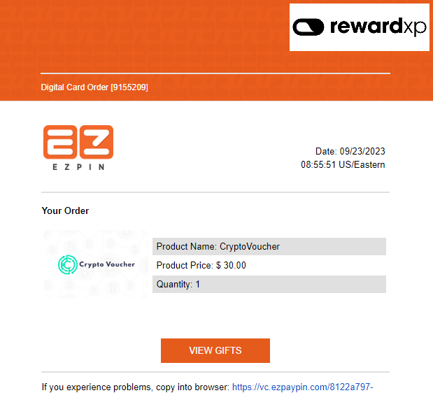 Crypto Voucher email